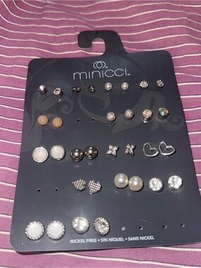 Minicci Silver and Pearl Mixed Stud Earring Set